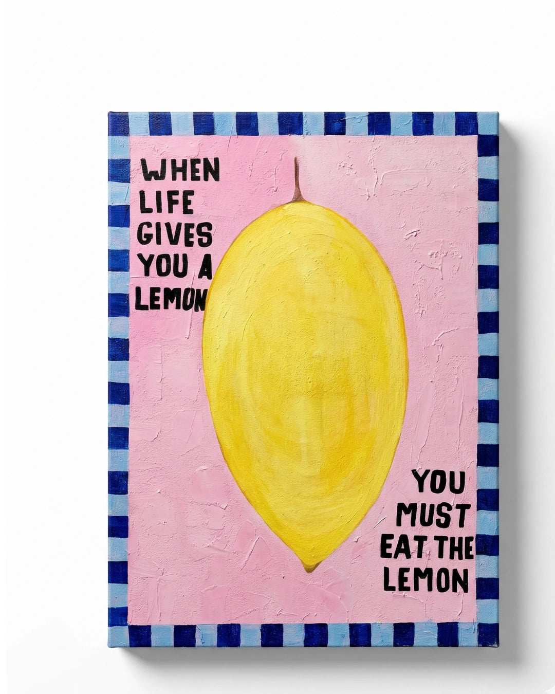 Lemon Lesson abstract handmade textured canvas painting living room wall art Kalai India