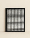 Black and white mosaic textured wall art 26x31 inches with hundreds of hand-pressed pale tiles on a dark ground, handmade canvas painting